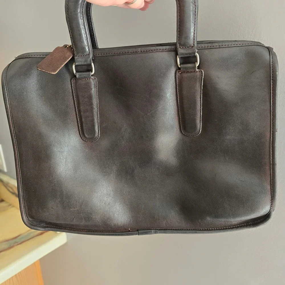 Vintage 1970s Coach Top Handle Slim Satchel Black Leather Talon NYC 705-3399